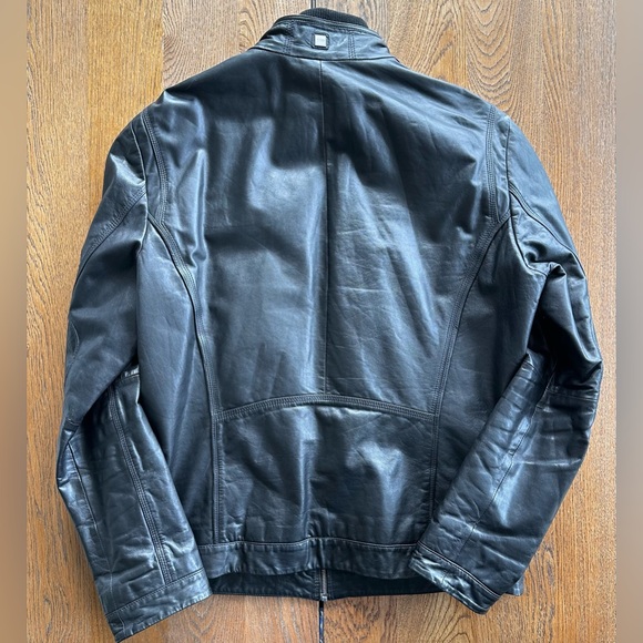 Hugo Boss Men's Black Calf Skin Leather Jacket | Size 44R - Picture 2 of 8